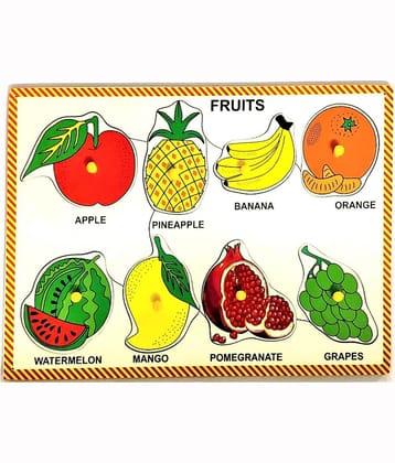 Wooden Multi-Color 8 SET OF FRUITS PUZZLE Board for Kids PRE PRIMARY EDUCATION