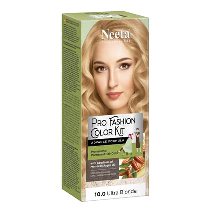 Neeta Professional Pro Fashion Color Kit 10.0 Ultra Blonde 100g, Permanent Hair Color, Creme Hair Colour for Women & Men