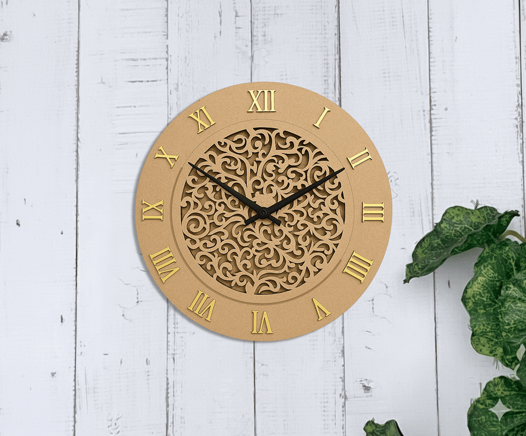 Dbeautify's MDF Wall Clock with Floral Cutwork