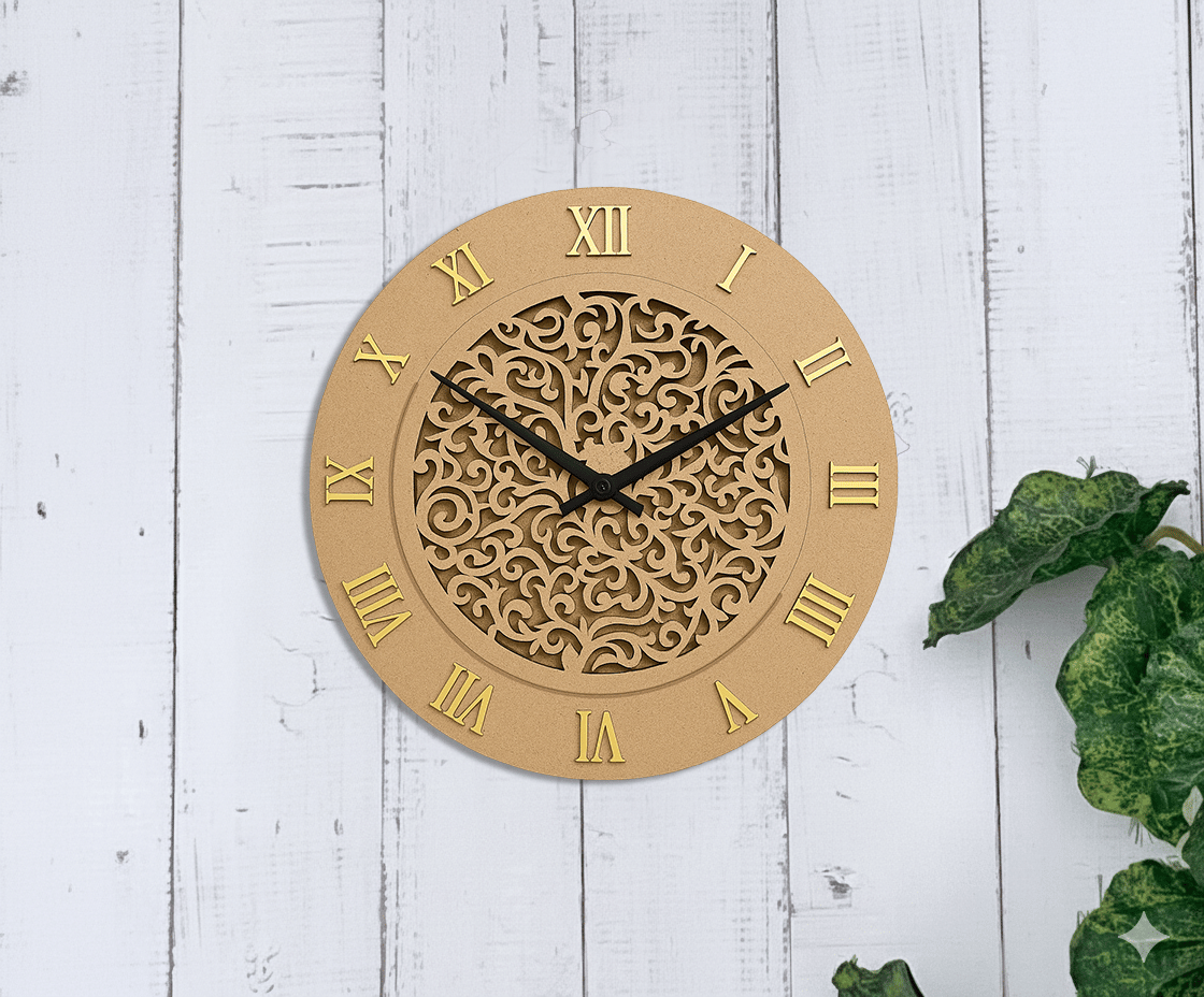Dbeautify's MDF Wall Clock with Floral Cutwork