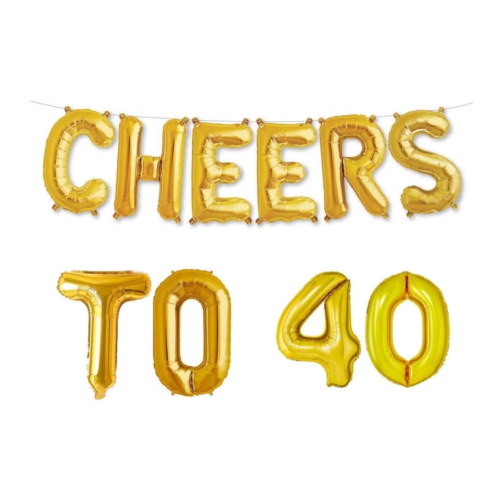 Balloonistics Cheers to Forty Foil Balloon Combo Number 40 Foil Balloon for Birthday and Anniversary