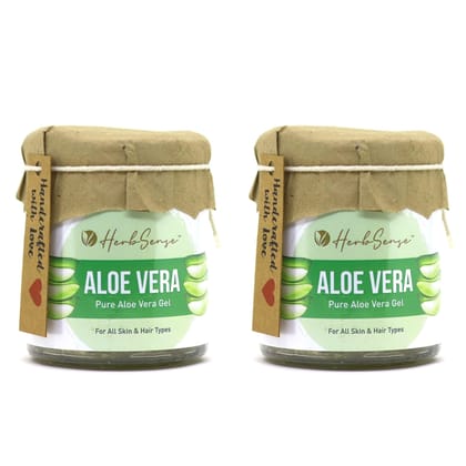 Herbsense Aloe Vera Gel For Skin & Hair, Soothing, Hydrating, Moisturizing & Non-Sticky Gel, Fragrance & Color Free, Pack of 2, 180 GM x 2 Herbsense Aloe Vera Gel For Skin & Hair, Soothing, Hydrating, Moisturizing & Non-Sticky Gel, Fragrance & Color Free