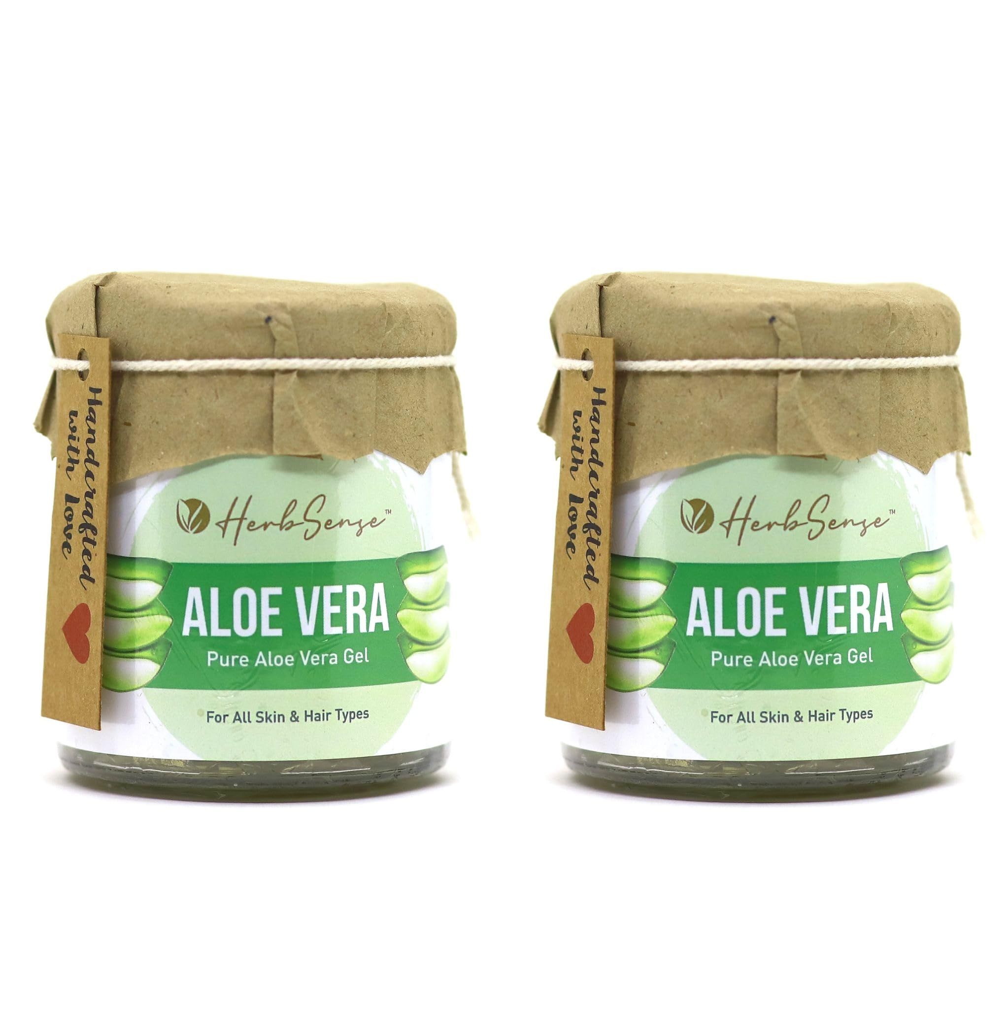 Herbsense Aloe Vera Gel For Skin & Hair, Soothing, Hydrating, Moisturizing & Non-Sticky Gel, Fragrance & Color Free, Pack of 2, 180 GM x 2 Herbsense Aloe Vera Gel For Skin & Hair, Soothing, Hydrating, Moisturizing & Non-Sticky Gel, Fragrance & Color Free