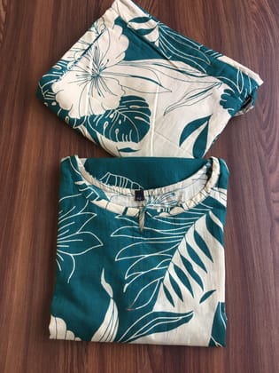 Lily Flower - Sea Green - Cord Set - Pure Cotton-38 - M
