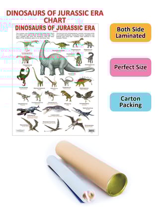 Dinosaurs of Jurassic Era Educational Wall Chart For Kids - Both Side Hard Laminated (Size 48 x 73 cm) [Wall Chart] Dreamland Publications