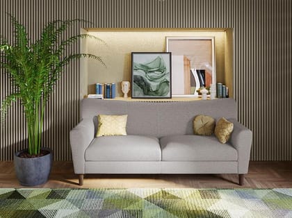 Bevelark 3 Seater Fabric Sofa (3 Year Warranty, Pinewood, Taupe)