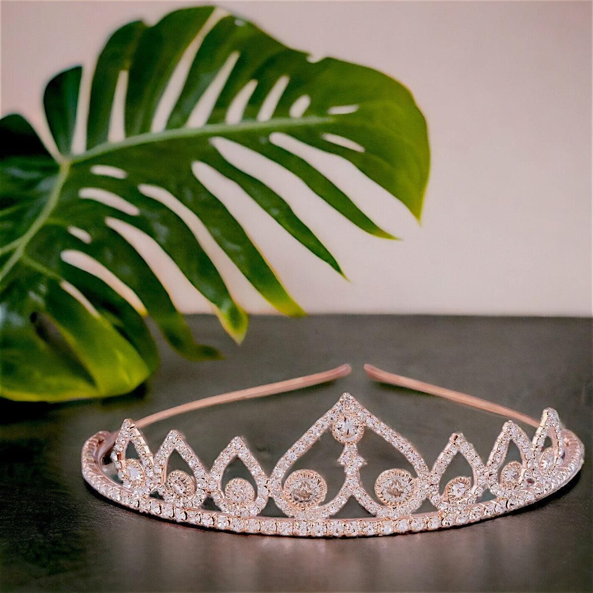 Rhinestone-Studded Golden Hair Crown