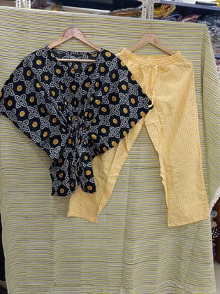 One Side Pocket in Pyjama Nice Stitching Work Beautiful  Kaftan set Cotton 60-60