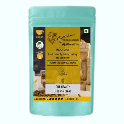 GUT HEALTH Oregano Blend - A Natural Gut Health Booster Herbal Tisane (50 gm - Makes 25 Cups of Tea) by M/S RADHIKAS FINE TEAS AND WHATNOTS