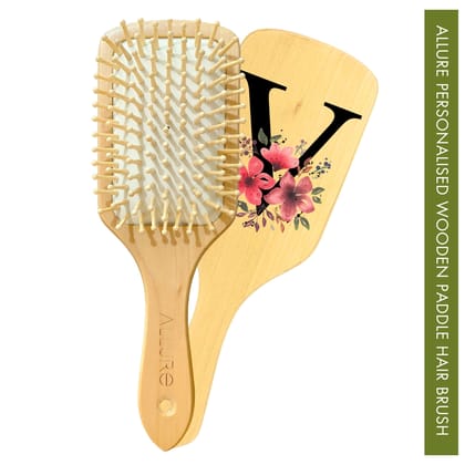 Allure Personalised Letter V Paddle Hair Brush