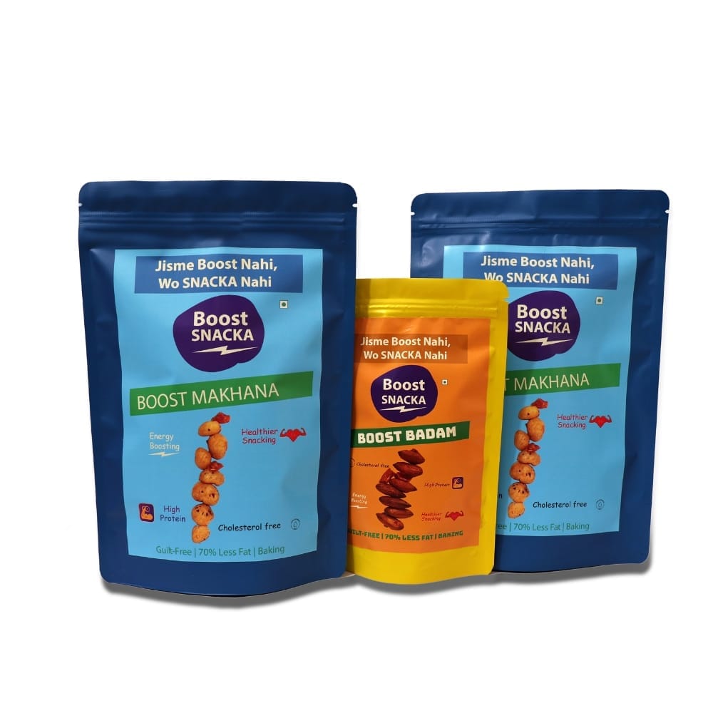 BOOST MAKHANA (Fox Nuts) + BADAM – Healthy Roasted Super Saver Combo (100g × 2, 200g × 1 Packs)
