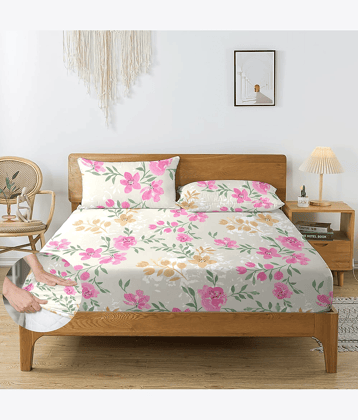 Apala Microfibre 1 King Fitted Bedsheet with 2 Pillow Covers ( 198 cm x 182 cm ) , Pink