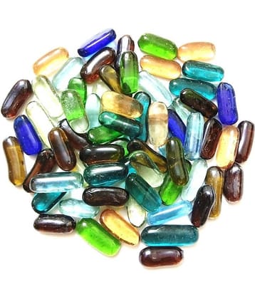 DS Multi-colored Capsule Glass Pebbles/gravels/stone/beads for Aquarium, table, vase, fountain, Approx 65 Piece