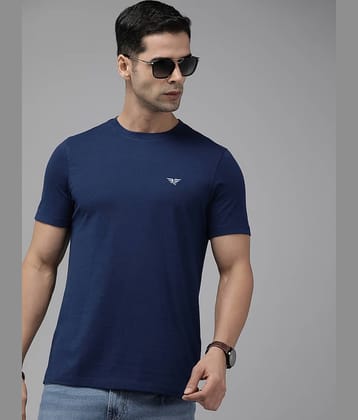 Riss Pack of 1 Cotton Blend Regular Fit Men's T-Shirt ( Blue )