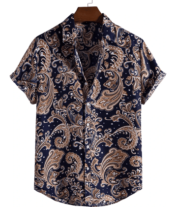 AAPSKA Poly Cotton Regular Fit Printed Half Sleeves Men's Casual Shirt - Blue ( Pack of 1 )