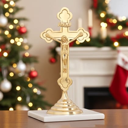 Brass Decorative Showpiece Jesus On Cross – Religious Wall Hanging Crucifix Idol, Height : 6.5 Inch (FMAS377 A)