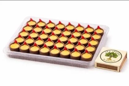 Narsimhar Ghee Diya (36 Pcs) with Red Cotton Wick & Matchbox | Ready to Light Terracotta Diyas for Tuesday Narasimha Pooja, Remedies & Temple Use | EYA Garden