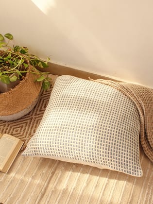 Girnar - Set Of 2 Cushion Covers (Dark Blue) - Large-60x60 / Dark Blue / 100% Cotton