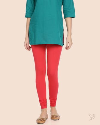 Viscose Churidar Legging - Tomato red-S / Tomato Red