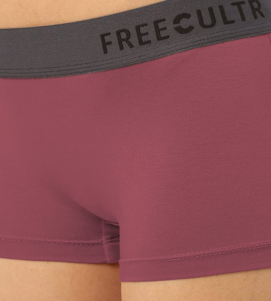 Freecultr Women's Underwear Antibacterial Micromodal Airsoft | Boy Short - Non-Itch, No Chafing, Sweat-Proof Comfort Pack of 1-Rossini Red