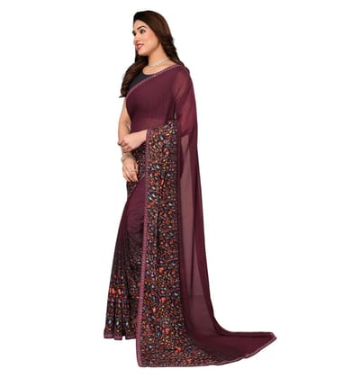Women's Georgette Printed Saree with Unstitched Blouse 5.5Mtr (Maroon) Women's Georgette Printed Saree with Unstitched Blouse 5.5Mtr (Maroon)