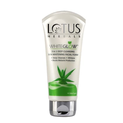 Lotus Herbals WhiteGlow 3-In-1 Deep Cleansing Skin Whitening Facial Foam (100g)-100g