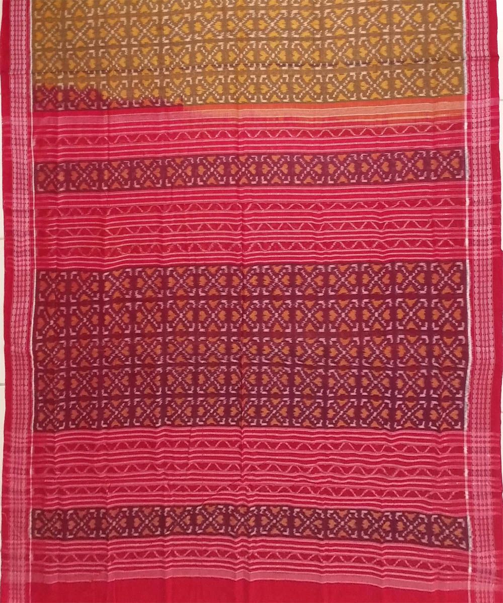 Peanut red colour handwoven cotton saree