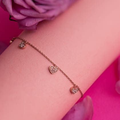 Tiny Hearts Sterling Silver Bracelet-Gold