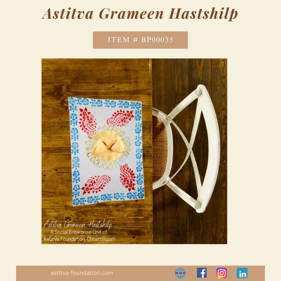 Hand Block–Printed Floral Cotton Placemats 