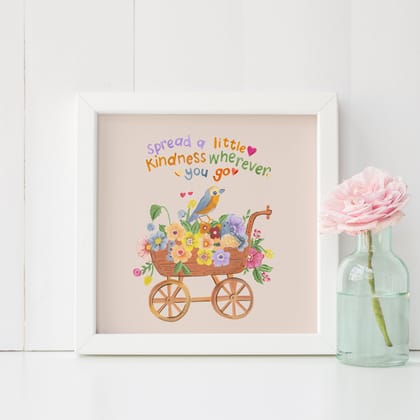 Spread a Little Kindness Wherever You Go Mini Wall Art Frame (Table Top Mount)-White