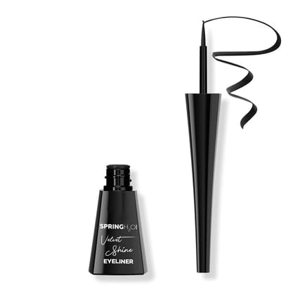 SPRING H2O Velvet Shine Eyeliner � Intense Black, 4ml | Quick-Dry, Long-Lasting, Smudgeproof & Waterproof Formula | Enriched with Jojoba Oil & Vitamin E for Nourished, Bold Eyes � Everyday Wear