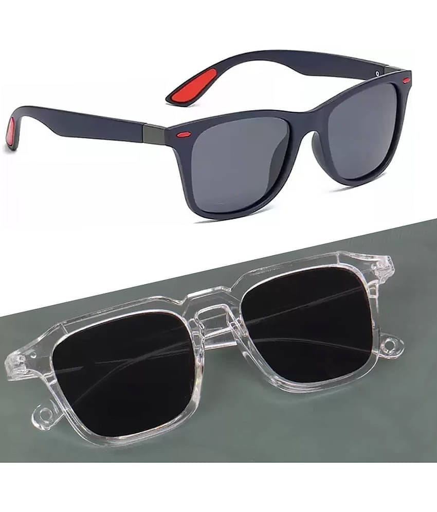 Elligator Multicolor Rectangular Sunglasses ( Pack of 2 )