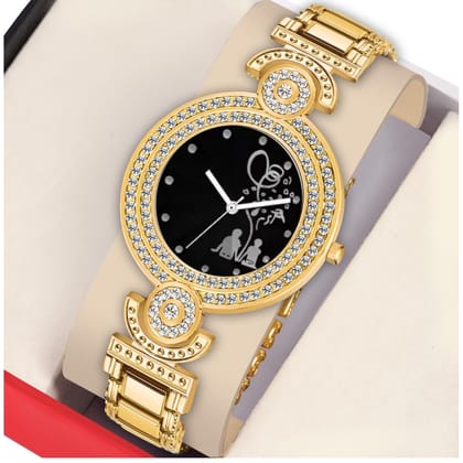 Bolun Black Bethu Cuuple  Dial Gold BD Girls and Women Watch