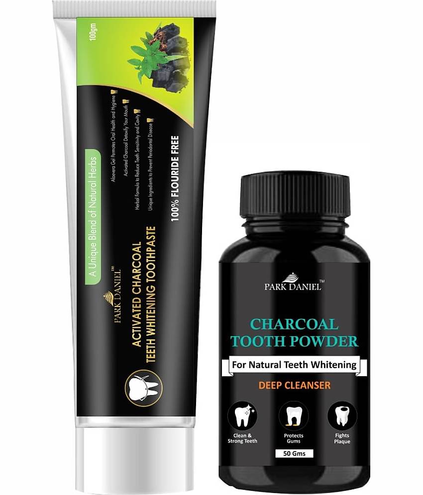 Park Daniel  Activated Charcoal Tooth Powder +  - Toothpaste 150 gm Pack of 2