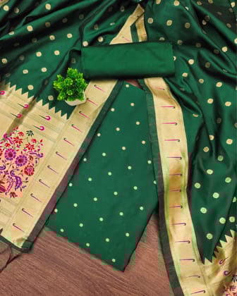 Noor-e-Banaras Lichi Silk Green Brocade Suit