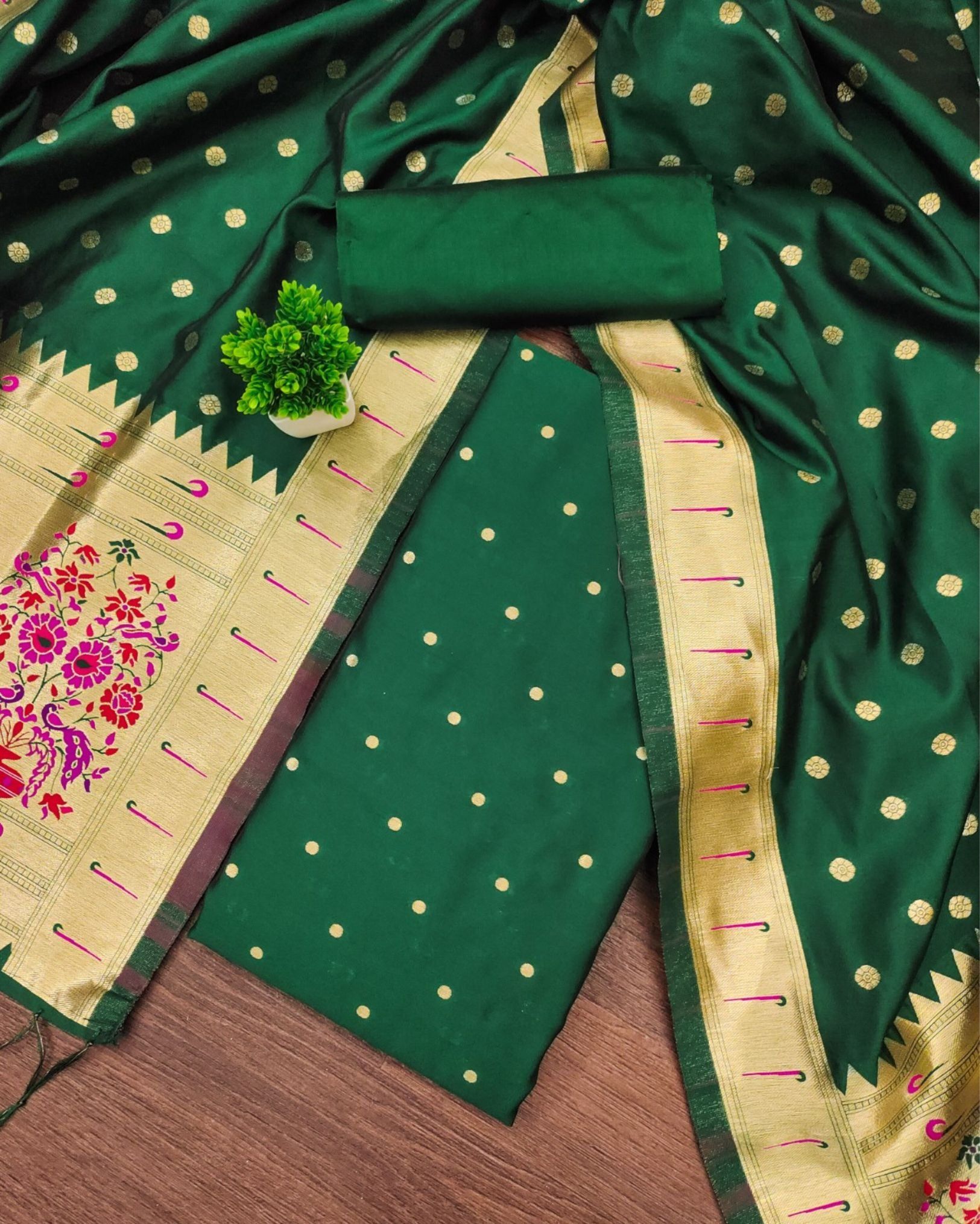 Noor-e-Banaras Lichi Silk Green Brocade Suit