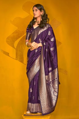 Purple 2-Tone Zari Weaving Silk Saree