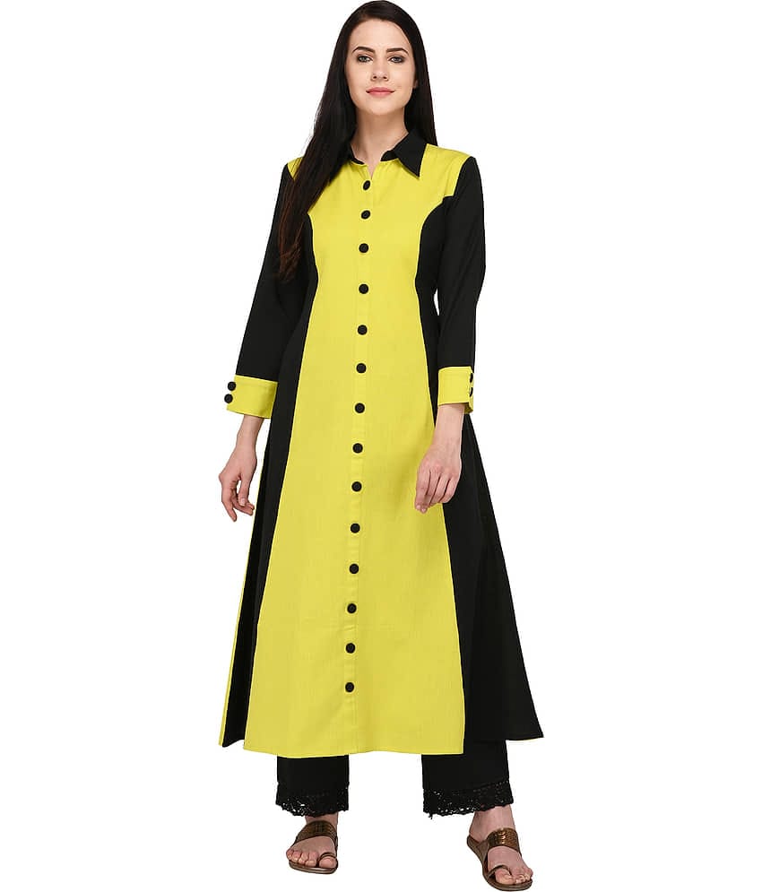 Pistaa - Green Cotton Women's Flared Kurti ( Pack of 1 )