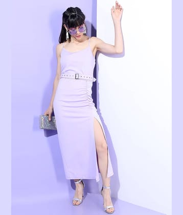 Tokyo Talkies Women Polyester Solid Bodycon Dress ( Purple )