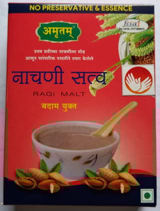 Amrutam Ragi Malt with Almond (200g) | Nachni Satva, Badam Yukt | No Preservatives or Essence | Instant Healthy Drink Mix