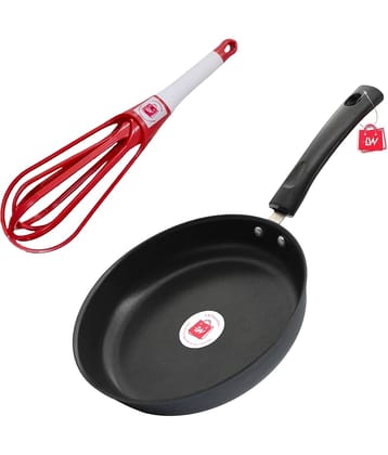 LAZYWINDOW Fry Pan & Whisker Hard Anodised Non-Stick Fry Pan ( Pack of 1 )