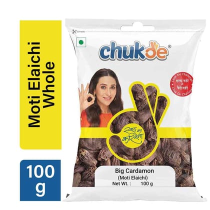 Chukde Black Cardamom - 100 Gm, | Fresh Pieces of Moti Elaichi without Adulteration | Not Too Moist or Dry for Full Taste | Also Known as Kali Elaichi, Boro Elach, Kardamom
