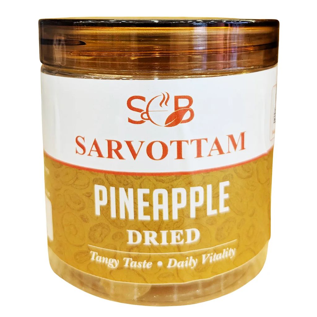 Sarvottam Premium Dried Pineapple Slices 250g Box | Naturally Sweet & Juicy | Rich in Vitamin C | Healthy Tropical Snack | Tasty Fiber-Rich Dry Fruit