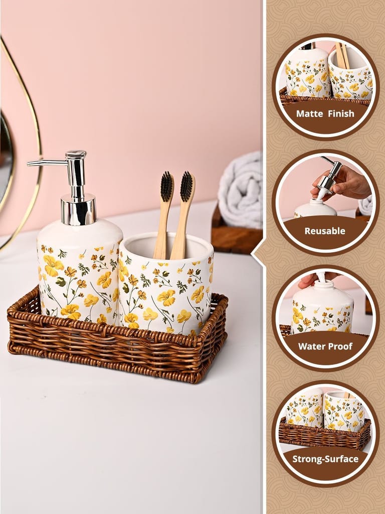 VON CASA 3Pcs Printed Ceramic Bathroom Set
