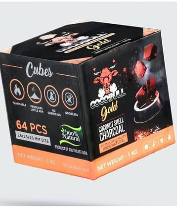 COCOBULL | 26MM - 1 KG - 64 Pieces | Coconut Hookah Coals | Coconut Shell Charcoal