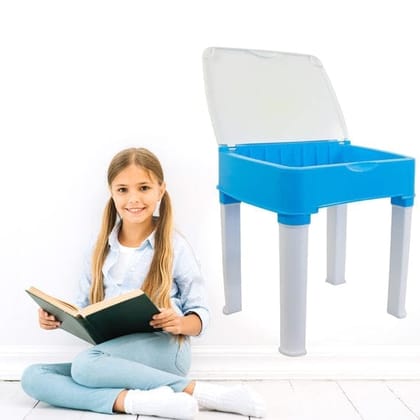 STUDY TABLE AND CHAIR SET FOR BOYS AND GIRLS WITH SMALL BOX SPACE FOR PENCILS PLASTIC HIGH QUALITY STUDY TABLE (BLUE)
