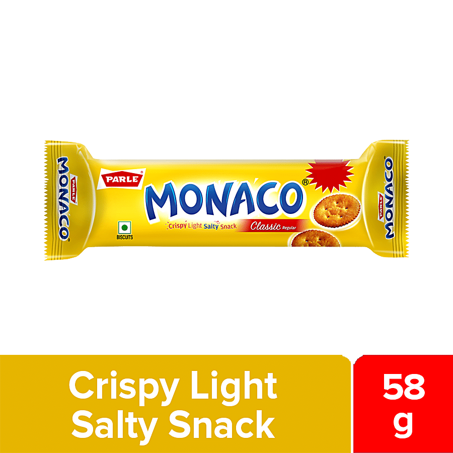 Parle Monaco Biscuit, Classic Regular, Salted Snack, 58 G