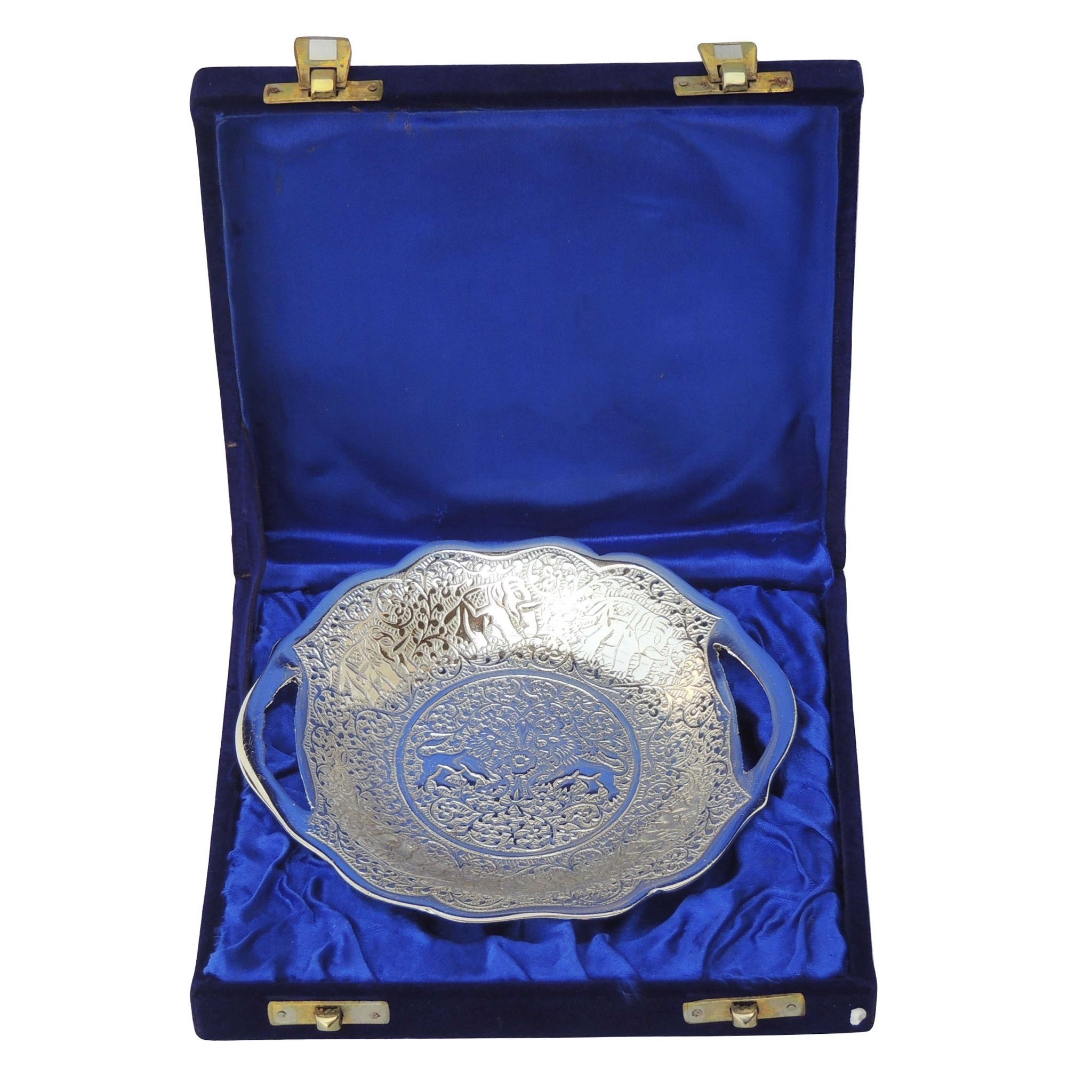 Brass Lion Bowl With Silver Finish (BMAS203)