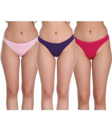 Eve's Beauty Pack of 3 Cotton Lycra Women's Briefs ( Multi Color )