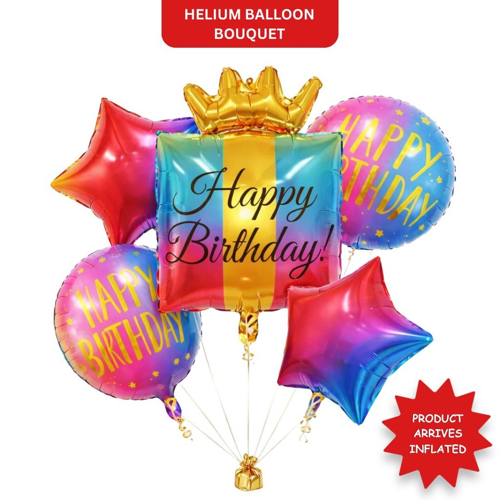 Happy Birthday Multicolor Helium Foil Balloon Set of 5 - Party and Festive Needs | Buy online on ZillyBuy